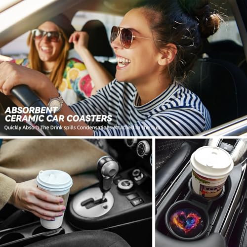 2 Posavasos de Cerámica para Auto con Base de Corcho miniatura 7