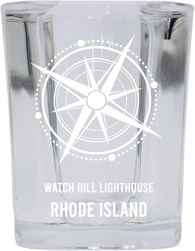 R and R Imports Reloj Hill Lighthouse Rhode Island Beach Souvenir 2 oz Square Base Shot Glass individual