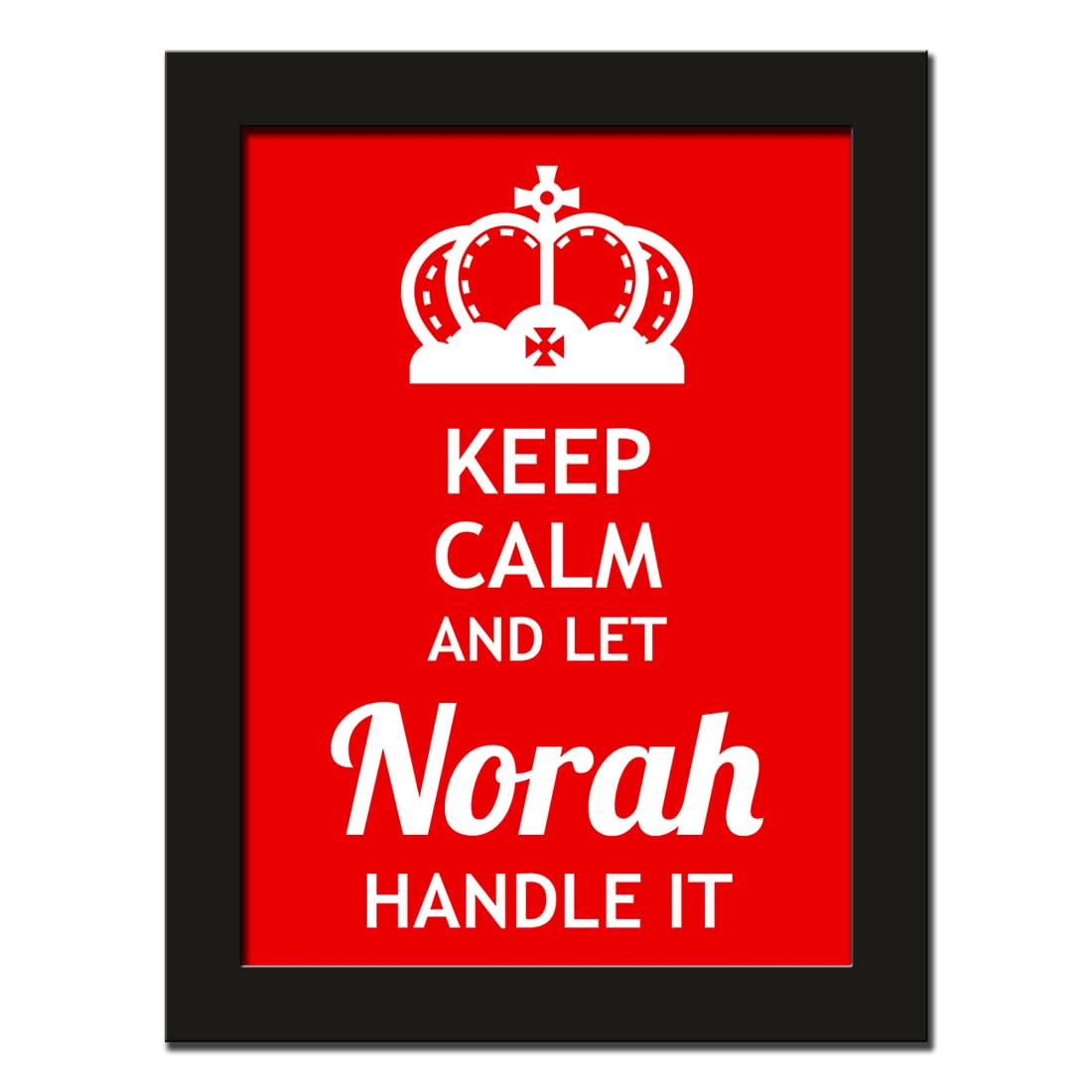 FurnishFantasy Engineered Wood Keep Calm Customised Name Printed Red Poster Frame| Wall Decor | Size: 9.5 x 13 inch | Name - Norah