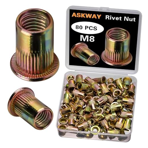 M8 Rivet Nuts, 80PCS Metric Rivet Nuts, Freely Selectable (M12/M10/M8/M6/M5/M4/M3), Suitable for Furniture, Decoration, Automotive, Marine and Industrial Applications