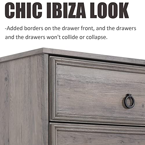 Modern 4 Drawer Dresser, Dressers For Bedroom Adjustable Shelves, Tall Chest Of Drawers Closet Organizers And Storage For Clothes - Easy Pulls, Textured Borders For Hallway, Living Room, Office, Gray #TOP3