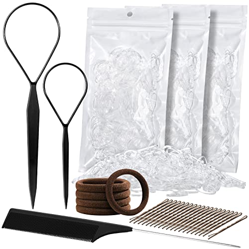 Teenitor Hair Tail Tools With 900Pcs Clear Hair Elastics, Rat Tail Comb Steel Pin,5Pcs Seamless Thick Hair Band, 20Pcs Bobby Pins And Hair Loop Tool  #TOP20