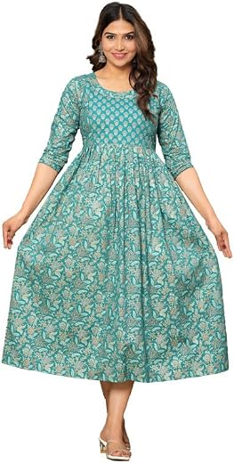 STYLE HEAVEN Cotton Printed Maternity Gown/Feeding Gown/Side Zip Gown
