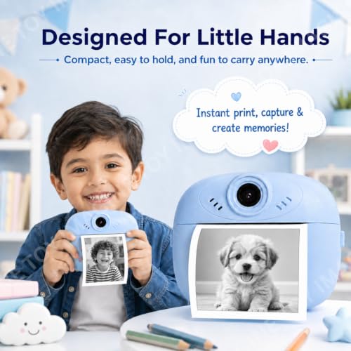 Image of Toy Imagine DIY Instant Digital Camera for Kids with Built-in Thermal Printer, Dual Lens, 2.4 inch Screen, Photo, Video, Games, Music, 5 Markers, 3 Paper Rolls, Lanyard & USB Charging Camera for Kids