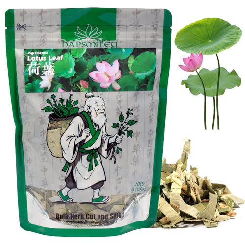 Hapsmiley Dried Lotus Leaf (He ye/연잎) - Chinese Herbal Tea, Decaffeinated Loose Leaf Tea, 2 oz (60g)
