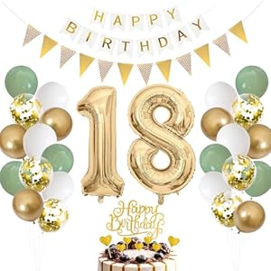 Moorle 18. Geburtstag Deko Set Salbeigrün-Gold