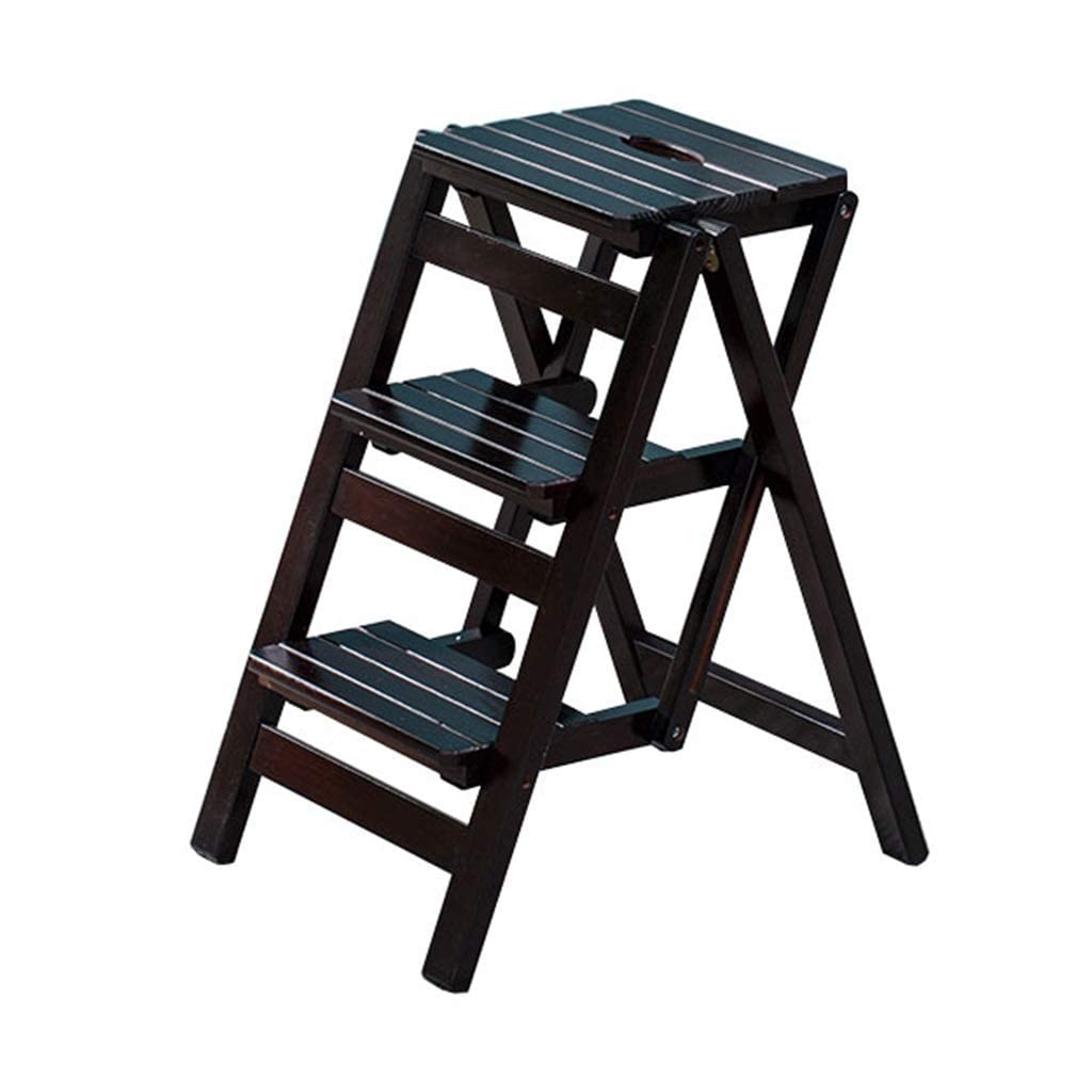 Escabeau pliant en bois et tabouret stable de rangement