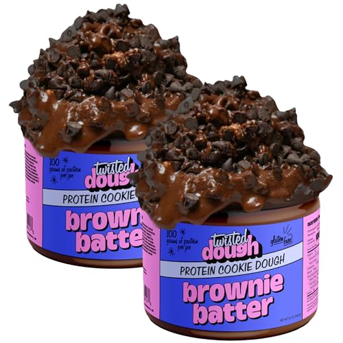 Image of Twisted Dough Protein Cookie Dough, Brownie Batter Flavor, 2 Pack, 100g Protein, Healthy Snacks, Gluten Free Edible Cookie Snack, High Protein Low Carb & Low Sugar Dessert for Kids & Adults, Keto Friendly