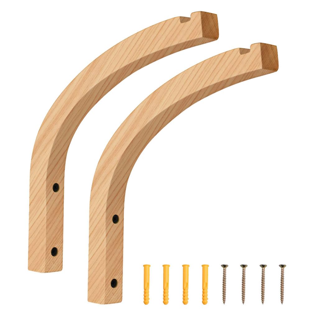 MiOYOOW Wooden Plant Hooks, 2PCS Hanging Wall Plants Hangers Flower Basket Bracket for Indoor Outdoor Lantern Garden Ornaments