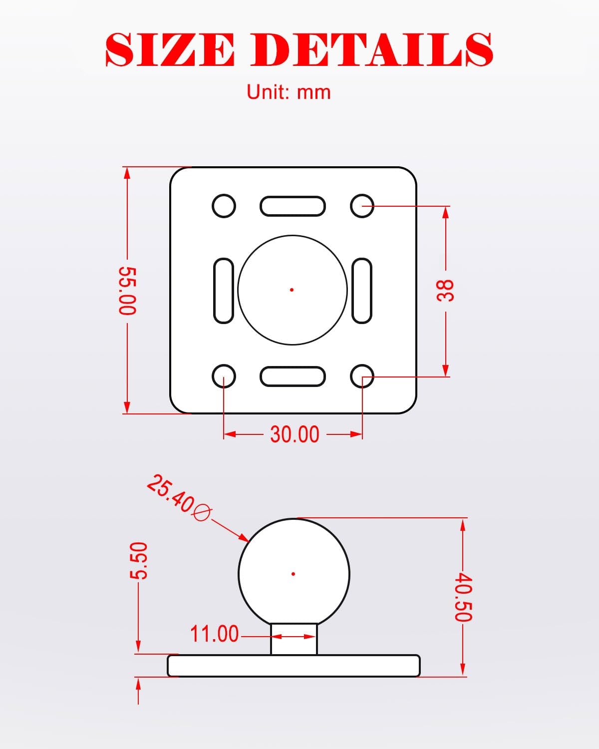 1インチボールダブルソケットアーム AMPSボールマウントベース付き アルミニウム合金ユニバーサル電子機器マウントボール(サークルベ