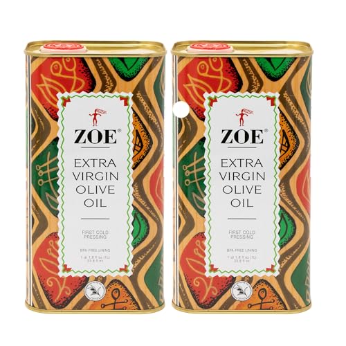 ZOE Extra Virgin Olive Oil, 1-Liter Tins (Pack of 2)