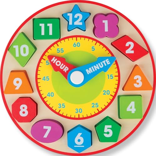 Melissa & Doug Shape Sorting Clock - Wooden Educational Toy