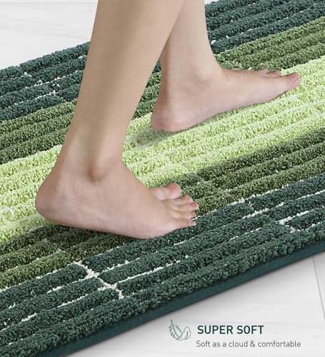 Image of Obsessions Soft & Plush Bath Mat | Quick Dry, Stain & Skid Resistant | Luxuriously Soft, Long Lasting Color | TPR Latex Backing, Size 50x80 cm, Light Green & Dark Green