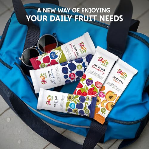 Image of Mate Fruit Bars Variety Pack (40 Pack) - 100% Natural Real Fruit Snacks for Adults and Kids, Healthy Snacks, Fruit Leather. Gluten-Free, Vegan, Kosher, No Added Sugar, No Preservatives and No Colorant (Strawberry, Blackberry, Peach, Sour Cherry, Plum)