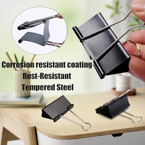 Image of gentlewater Bulldog Clips 60MM Extra Large 6PCS Paper Clips Heavy Duty Binder Giant XL Clip 2.4inch (Black)