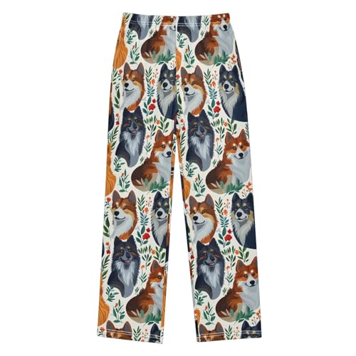 Collie Floral Pajama Pants Soft Sleep Bottoms Long Pjs S