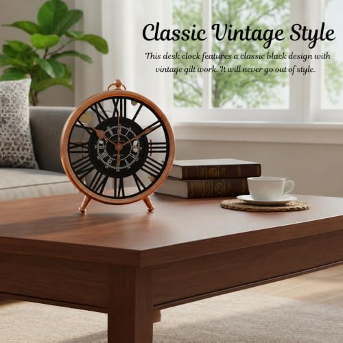 Image of VOGUISH Table Clock for Living Room Stylish| Vintage Table Clock for Home | Roman Alarm Clock for Office Desk