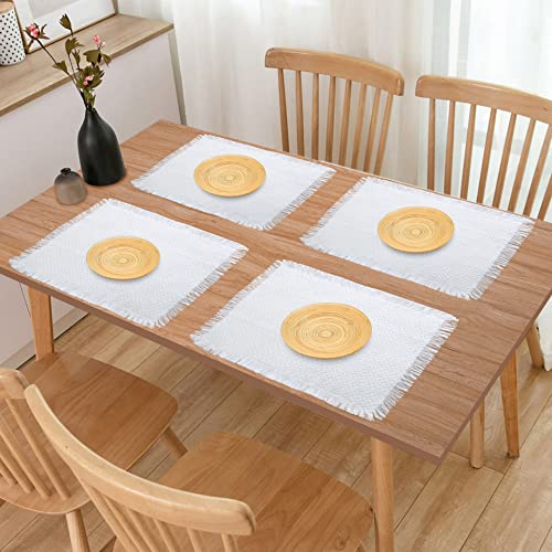 Riangi Cotton Woven White Placemats Set Of 6 Dinner Placemats Quilted Placemats With Fringe Cotton Placemats, Kitchen Or Dining Table 13 In X 16 Inch - Placemats Washable #TOP7