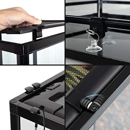 Image of REPTI ZOO Large 34 Gallon Reptile Glass Tank,Front Opening Double Hinge Door 24 inch x 18 inch x 18 inch, Screen Ventilation Terrarium (Backgrounds not Include)