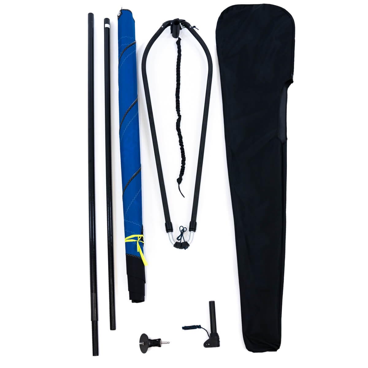 No Stress Windsup Rig 5m² I Kompaktes Windsurf-Rigg Set mit 2-teiligem Epoxy-Mast 400 cm I Verstellbarer Gabelbaum 170-220 cm I Kardangelenk-Mastfuß I Inkl. Transporttasche I Ideal für WindSUP Boards