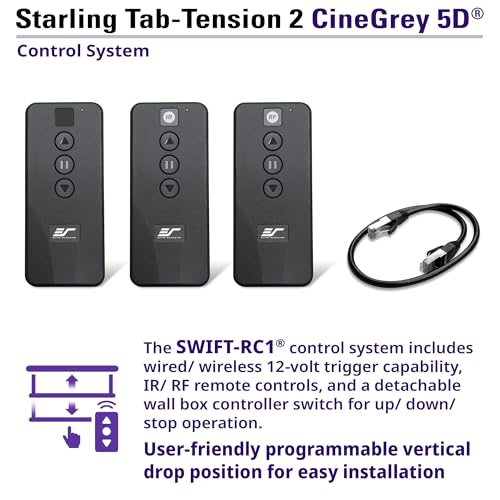 Image of Elite Screens Starling Tab-Tension 2 CineGrey 5D, 120 inch 16:9, Ceiling and Ambient Light Rejecting Electric Projector Screen Programmed Remote Kit, CineGrey 5D Projection Material, STT120U2HD5-E12
