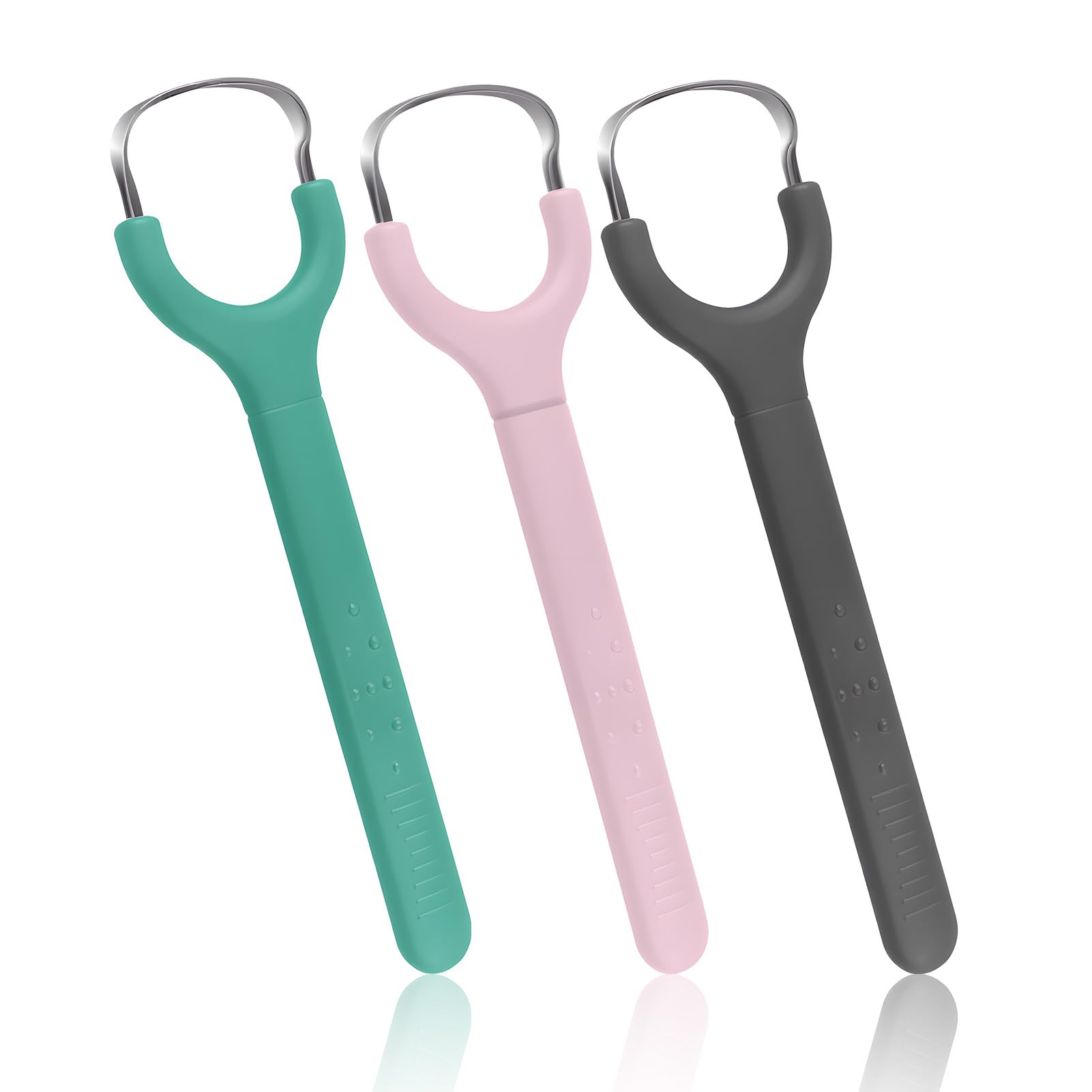 3 PCS Tongue Scraper for Adults Stainless Steel Tongue Scraper Aids in Fresh Breath Oral Care Ergonomic Design