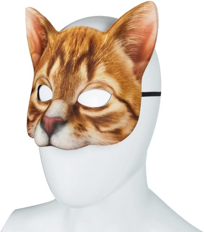 Miniatura 2 de Hosfairy 1 máscara de gato de media cara de Halloween para Halloween, Navidad, Pascua, accesorio de fiesta de disfraces (estilo G)