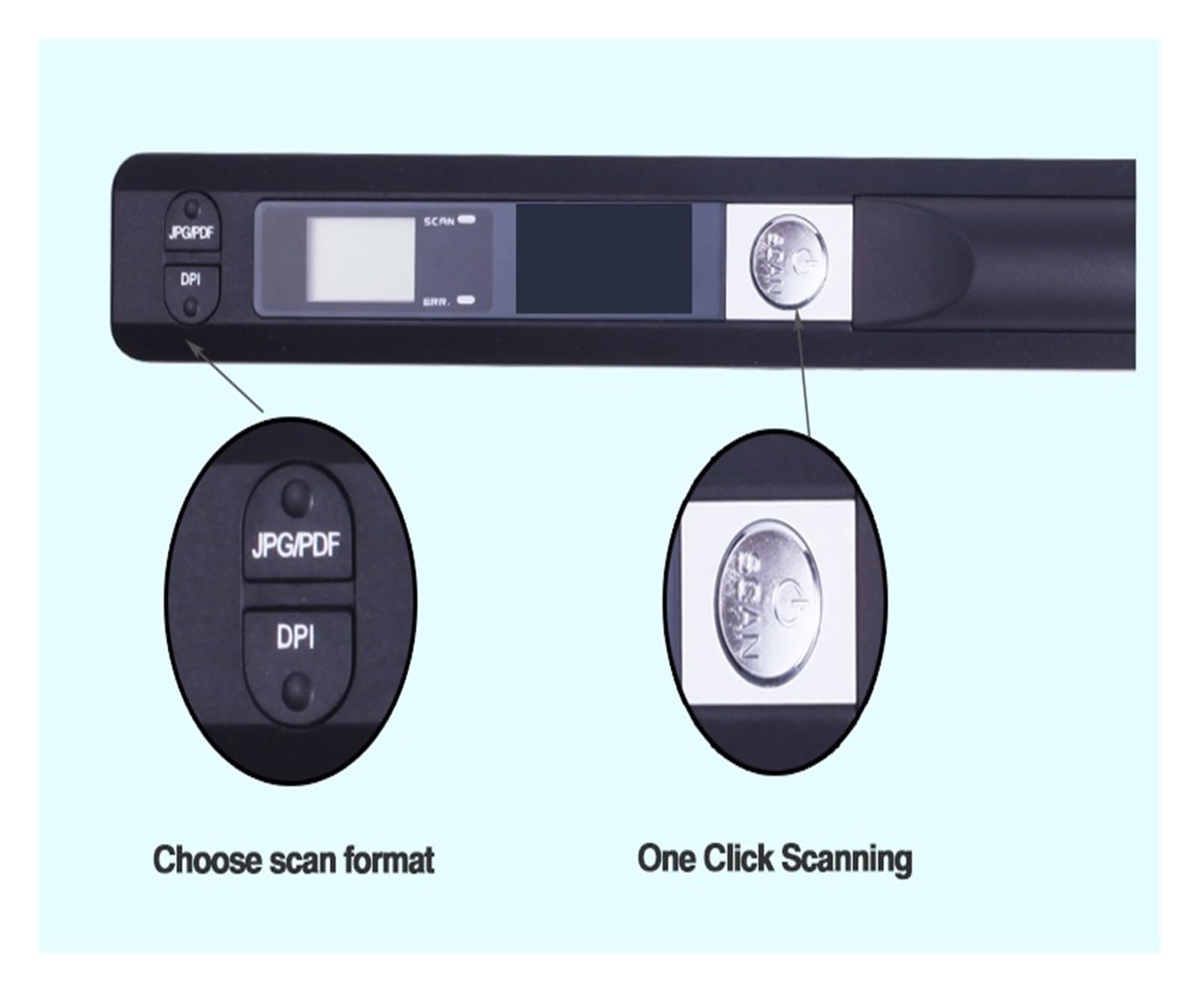 Escáner de documentos portátil Creative Handheld e A4, pantalla LCD USB 2.0 de 900 DPI compatible con formato JPG/PDF