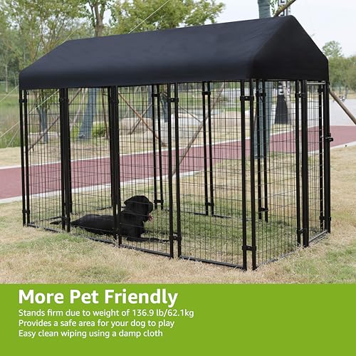 Image of Amazon Basics - Welded Rectangular Outdoor Secure Wire Crate Kennel for Cat, Dog Large, Black, 102 x 48 x 72 inches