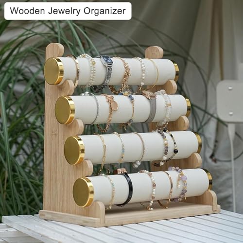 Soporte de madera para pulseras de diseño robusto con niveles prácticos 8