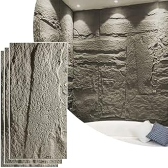 Faux Stone Wall Panel Exterior Interior, Waterproof PU Wall Covering Panels, 3D Wall Decor Paneling Wainscoting, Stacked Stone Siding Panel(Gray 1,3pcs)