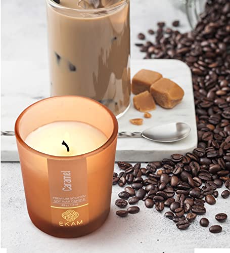 Image of EKAM Caramel Votive Soy Wax Scented Candle, 40 Grams, 10 Hours Burn Time| Long Lasting Premium Candles | Ideal for Home Decor | Gifting & Aromatherapy (Pack of 12)