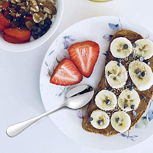 image for MAKAWER 6 Pack Tablespoons Dessert 7.48 Inch Stainless Steel Spoons Fl