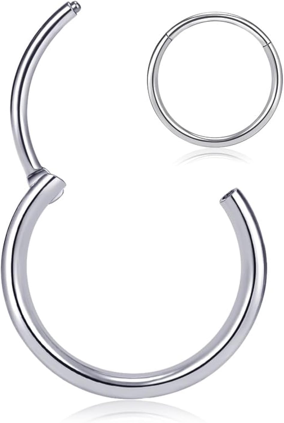 Titanium Nose Rings 20G 18G 16G Nose Rings Hoops Septum Clicker Hinged Segment Ring Cartilage Helix Tragus Conch Daith Rook Hoop Earring, Diameter 5mm to 12mm Silver-Gold-Rose Gold-Black Hoop Ring