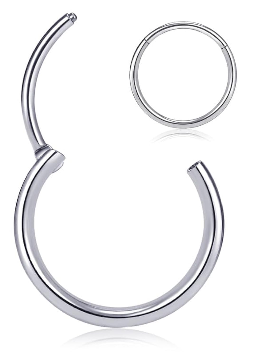 Titanium Nose Rings 20G 18G 16G Nose Rings Hoops Septum Clicker Hinged Segment Ring Cartilage Helix Tragus Conch Daith Rook Hoop Earring, Diameter 5mm