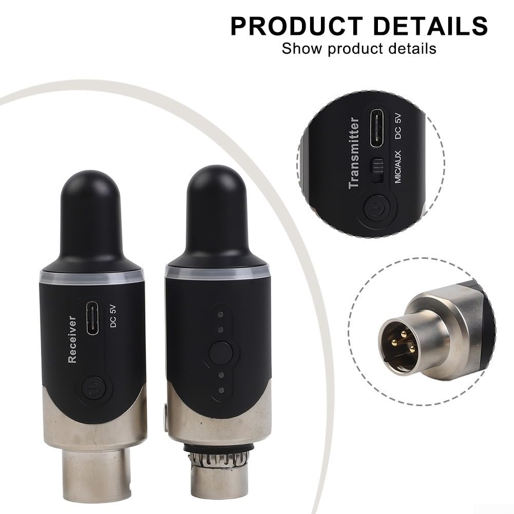XLR Kabelloses Mikrofonsystem UHF Transmitter Empfänger für Gitarre - 50 Meter Reichweite Anti-Jamming Professionelles Audio für Kirche Hochzeit