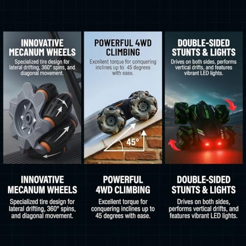 Image of The Flyers Bay 4X4 Remote Control Drift Stunt Car 4WD Racing RC Car 360 Rotating Dual Sided Climbing High-Speed Tumbling Cross-Country Battle Off Road Rechargeable Adults Boy Girl (Drift Stunt CAR)