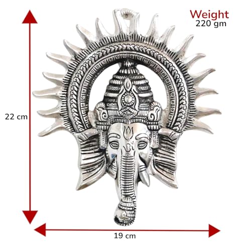 Image of Metal Ganesha ji Statue,Ganpati Wall Hanging Sculpture Lord Ganesh Idol Lucky Feng Shui Wall Decor Your Home, Office,Religious Gift Article (Silver)