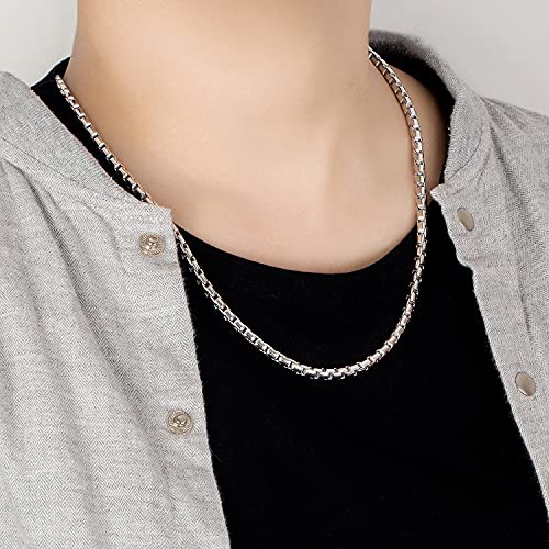 Fashion Men 925 Sterling Silver Necklace Italy 5MM Square Rolo Link Round Box Chain Chokers 18 "20" 22 "24" 26" Fine Jewelry Gift2