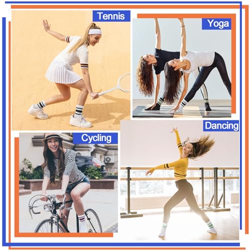 Jspupifip 6 Pair Retro Striped Socks for Women Vintage Crew Soft Comfortable Fashionable Casual Vintage Crew Calf Tube Sock4