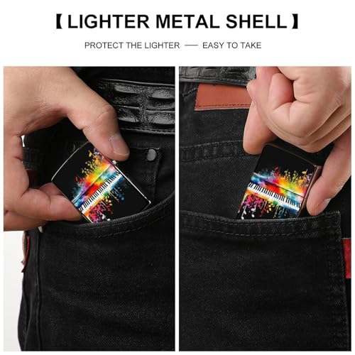 Funda metálica para encendedor con diseño piano colorido miniatura 3