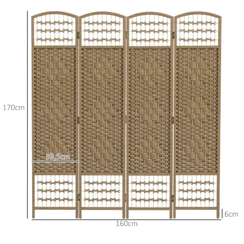 Miniatura 7 de Homcom Biombo Separador De Ambientes De 4 Paneles 160x170 Cm Divisor De Habitación Plegable De Cuerda De Papel Y Marco De Madera Decoración Para Dormitorio Salón Natural