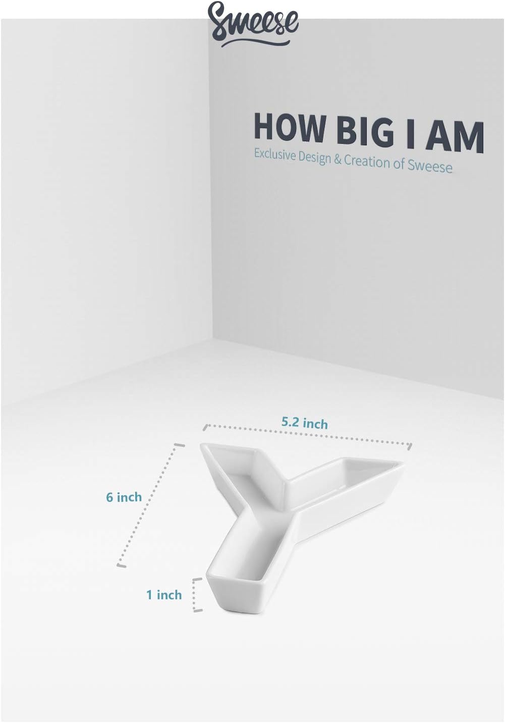 Gеt Sресіаl Prісе Sweese 708.925 Porcelain Letter Candy Dish, Letter Y, White - Decorative Serving Dish for Valentine's Day, Weddings, Anniversaries, Birthday Party, Table Decoration