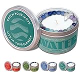 Zodiac Water Pisces Cancer Scorpio Gifts for Women, 45 Hour Burn, Zodiac Astrology Gifts Meditation Candle Healing with Crystals, Spiritual Manifestation Crystal Candle Healing Stones Bracelet