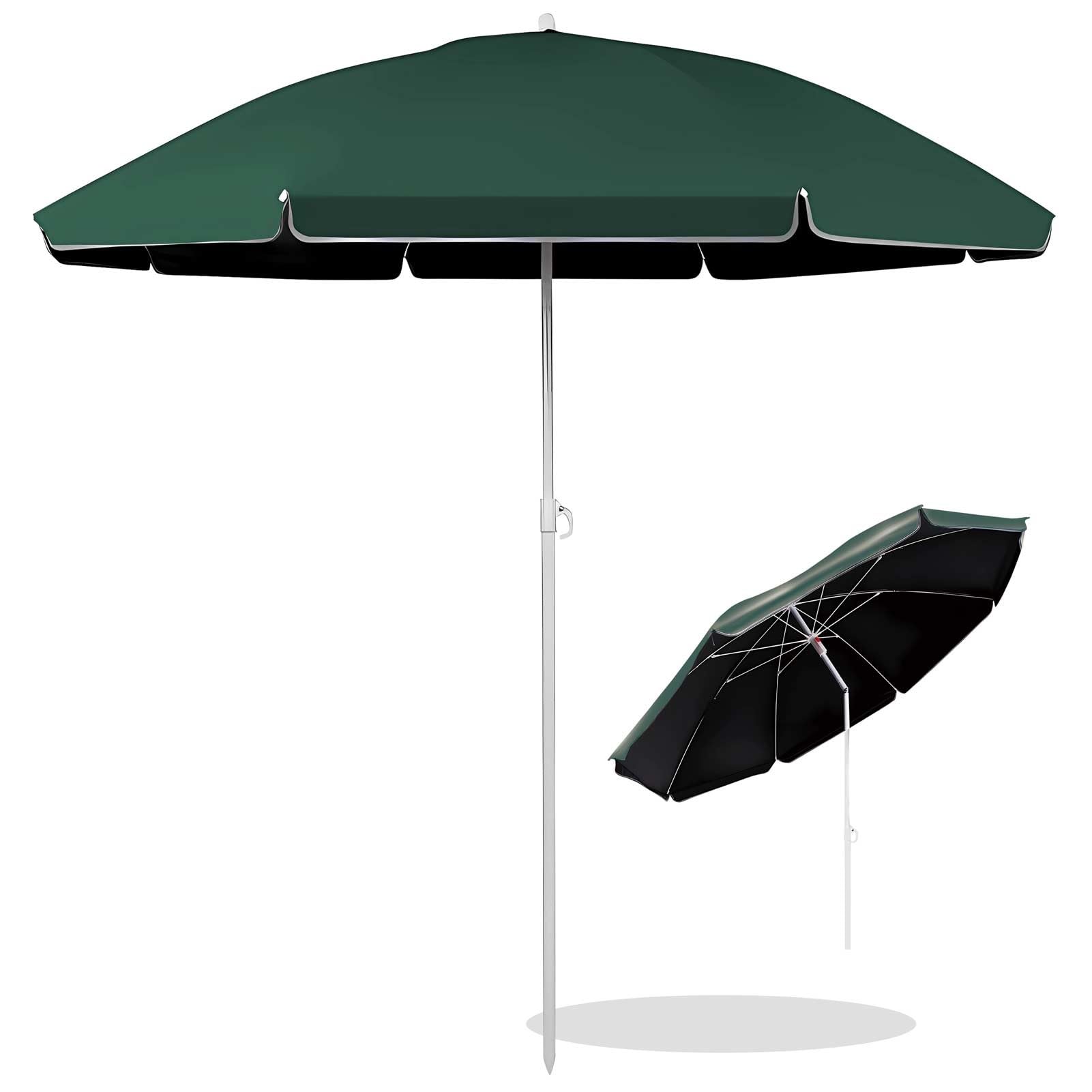 LRZPTDYU Patio Outdoor Umbrella 7ft/8ft Tiltable Portable Garden Parasol Waterproof UPF 50+ Sun Shade for Beach Market Poolside Backyard Balcony