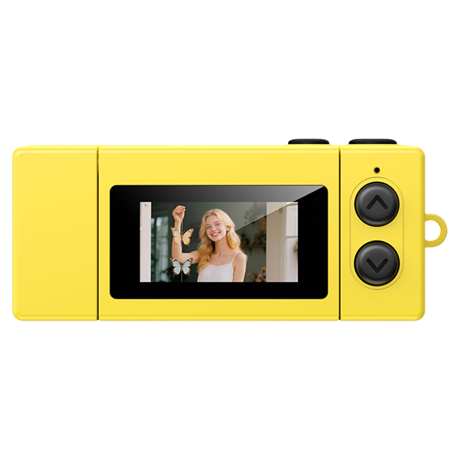 Keychain Digital Camera, 1080P HD Flip Screen Retro Mini Camera, Portable Thumb Camera with 130° Wide Angle, Video Recording & Photo Shooting Bag Charm for Travel Recording, Gift for Kids Adult(Yellow