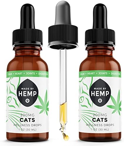 Made by Hemp - Hemp Oil for Cats and Dogs - Made in The USA - Holistic Relief for Stress, Pain, Inflammation - Hip and Joint Health - Sleep Aid - Cat Calming - Hemp Oil Drops for All Animals - 2 Pack