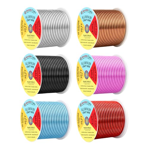 Image of Mandala Crafts 10 GA Red Copper Black Assorted Anodized Aluminum Craft Wire | 120 FT, Colored, Flexible, Bendable for Bonsai Armature Sculpting Wire Wrapping Jewelry Making, Weather & Tarnish Resistant