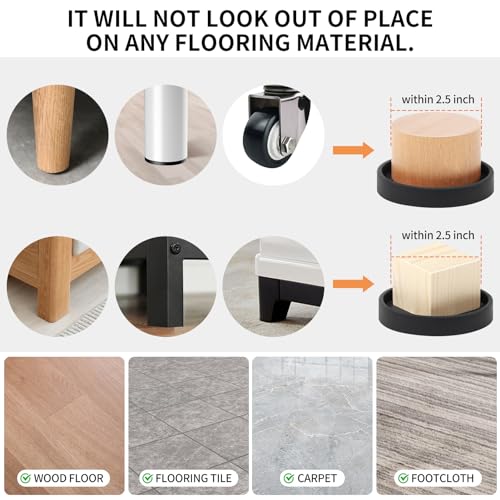 Image of Ezprotekt Non Slip Furniture Pads, 16 Pcs 2.5 inch Anti Slip Rubber Caster Cups, Anti Skid Furniture Coasters for Hardwood Floors, No Slide Furniture Gripper, Furniture Stoppers to Prevent Sliding(Black)