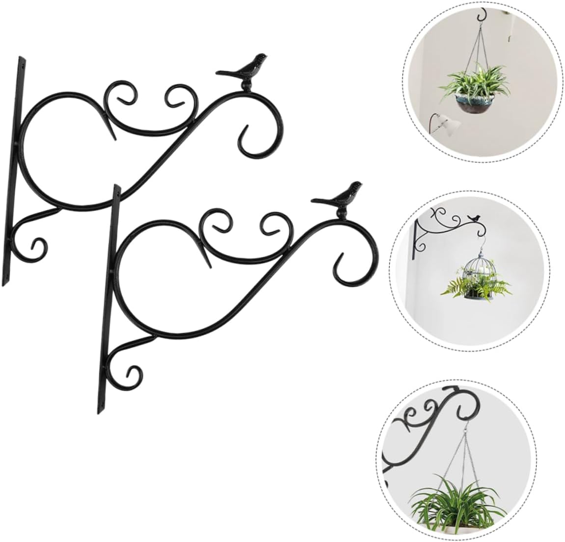 Wall Mount Planter Hook Sturdy Hanging Bracket for Indoor and Outdoor Flower Baskets Elegant Design for Garden and Home Decor Black